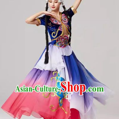 China Xinjiang Dance Clothing Uyghur Minority Performance Costume Hui Dance Dress Ethnic Style Fashion