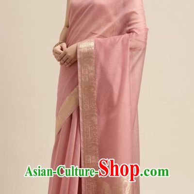 India Woman Costume Indian National Clothing Traditional Festival Light Pink Sari Dress