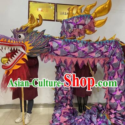 Purple Celebration Parade Dragon Costume Professional Competition Dragon Dancing Prop Chinese Dragon Dance Net Costume