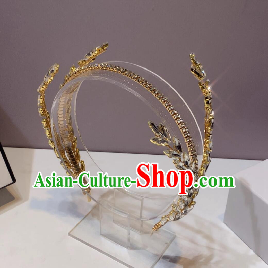 Top Wedding Golden Royal Crown Handmade Princess Headwear Bride Hair Jewelry Top Wedding Golden Royal Crown Handmade Princess Headwear Bride Hair Jewelry