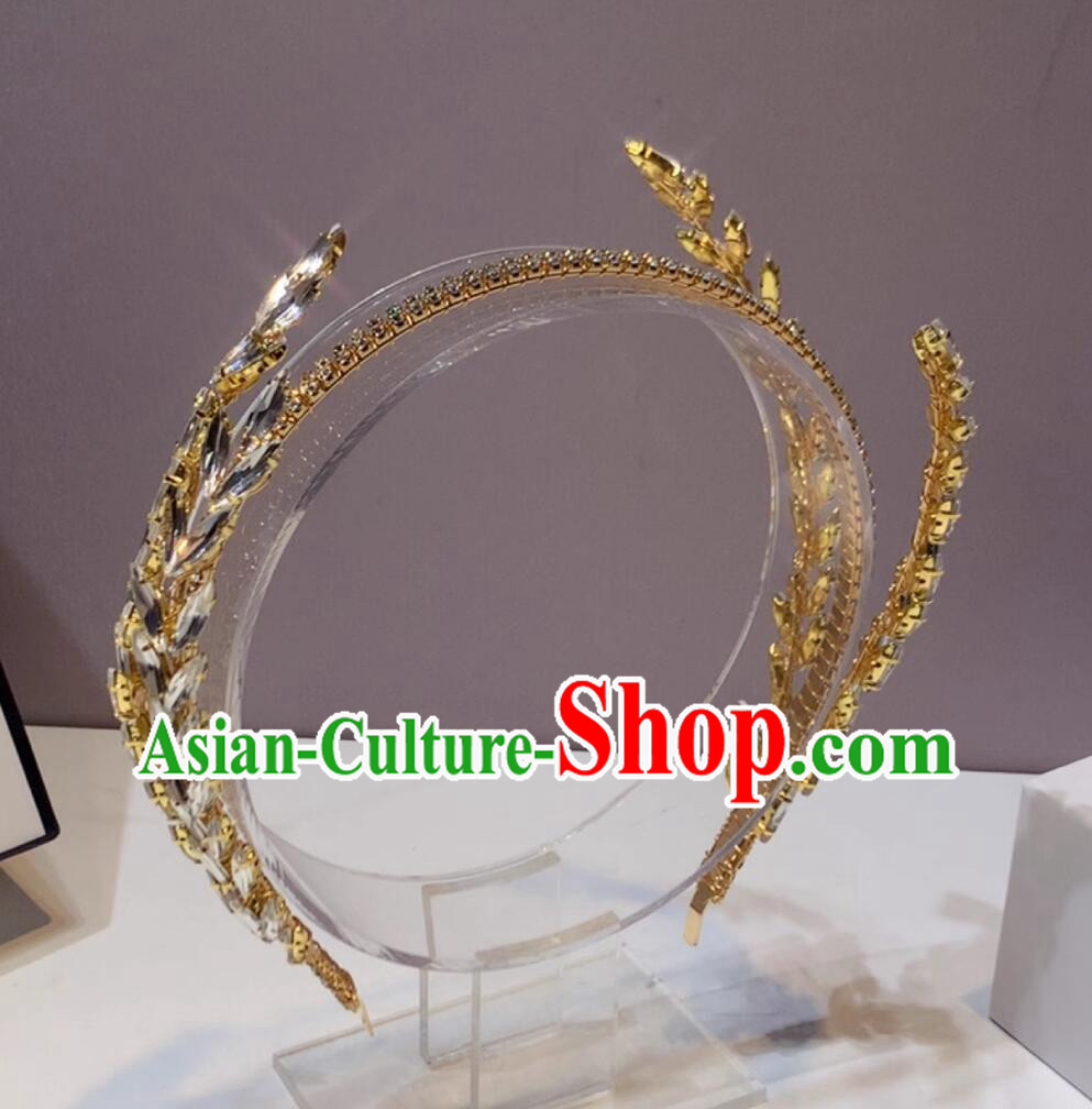 Top Wedding Golden Royal Crown Handmade Princess Headwear Bride Hair Jewelry Top Wedding Golden Royal Crown Handmade Princess Headwear Bride Hair Jewelry