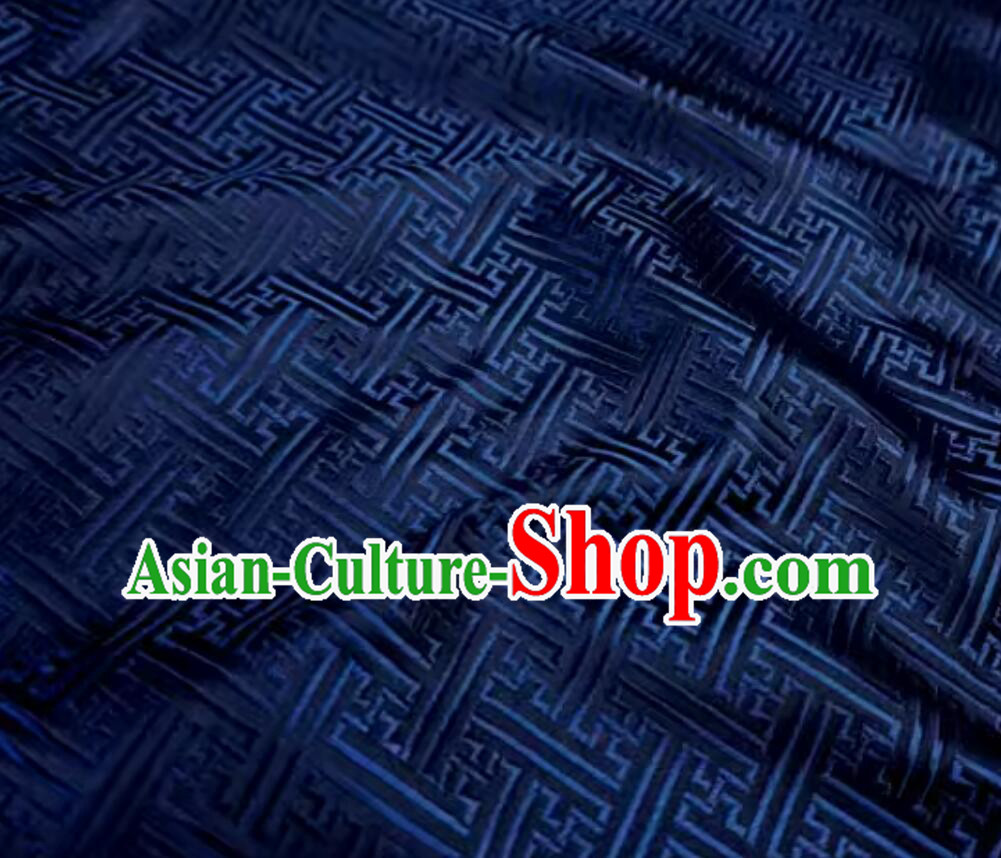 Chinese Traditional Pattern Design Navy Blue Cloth Top Brocade Fabric Tang Suit Material Chinese Traditional Pattern Design Navy Blue Cloth Top Brocade Fabric Tang Suit Material