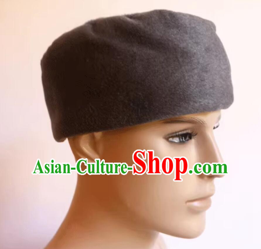 Top Monk Hat Chinese Buddhism Winter Headwear Gray Buddhist Thermal Hat Top Monk Hat Chinese Buddhism Winter Headwear Gray Buddhist Thermal Hat