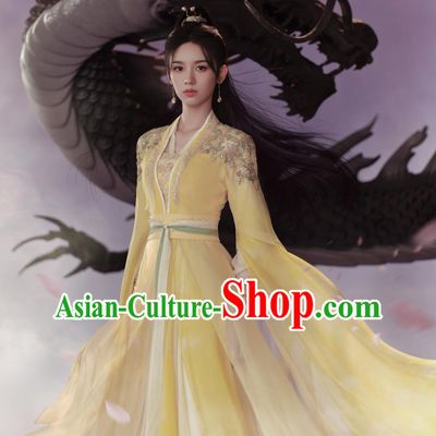 2023 TV Series Back From The Brink Fairy Yan Hui Yellow Dresses Ancient Chinese Young Lady Garment Costumes