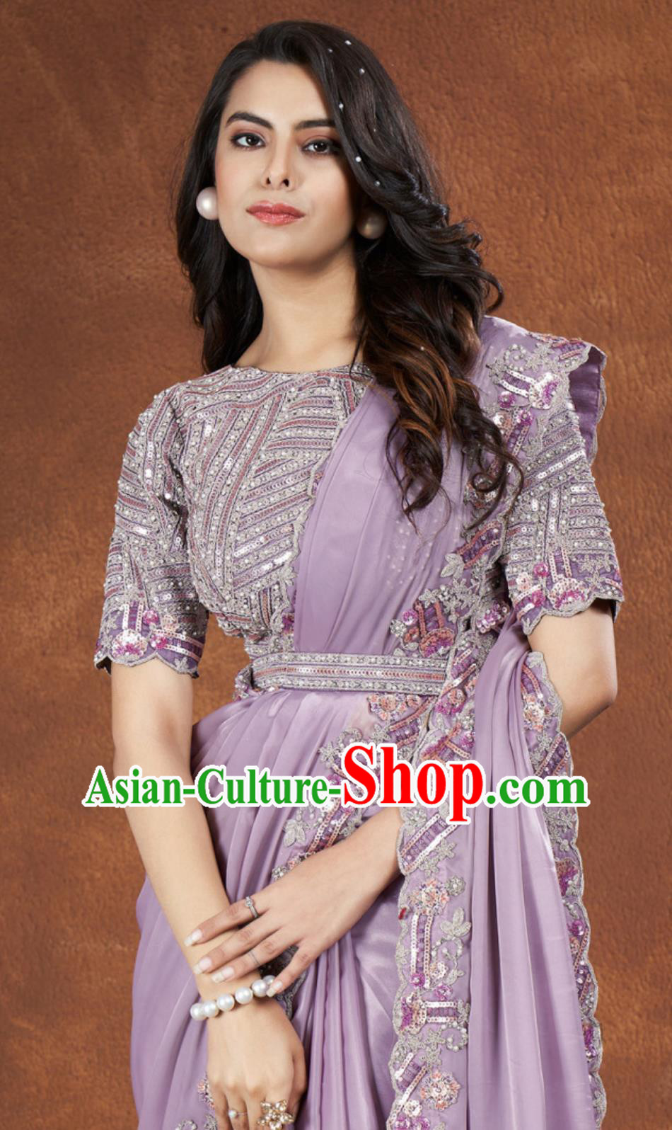 Indian Embroidery Violet Dress Festival Sari National Costume Traditional Women Clothing Indian Embroidery Violet Dress Festival Sari National Costume Traditional Women Clothing