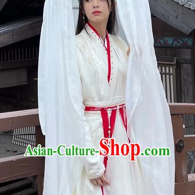 Ancient Chinese Super Heroine Clothing China Traditional Wuxia Costume 2023 TV Series Back From The Brink Swordswoman Yan Hui White Dress