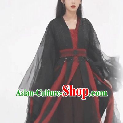 Ancient Chinese Clothing China Traditional Wuxia Swordswoman Costume 2023 TV Series Back From The Brink Heroine Yan Hui Black Dress