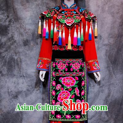 Traditional Qiang Ethnic Wedding Dress Chinese Sichuan Minorities Costume China Qiang National Minority Woman Clothing