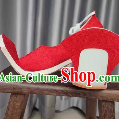 Handmade China Jin Dynasty Woman Shoes Traditional Hanfu Show Shoes Ancient Chinese Princess Red Shoes