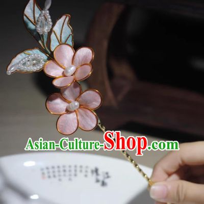 Handmade China Ming Dynasty Silk Plum Blossom Hair Clip Traditional Hanfu Hair Jewelry Ancient Chinese Princess Hairpin