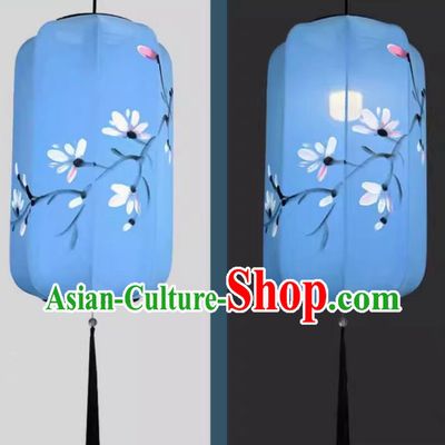 Hand Painted Blue Lantern Handmade Chinese Lantern Traditional Festival Lamp