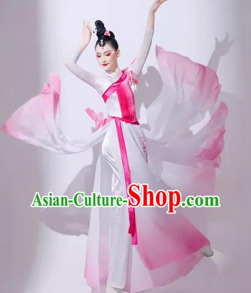 Chinese Classical Dance Costume Traditional Umbrella Dance Pink Outfit Women Group Performance Clothing Chinese Classical Dance Costume Traditional Umbrella Dance Pink Outfit Women Group Performance Clothing