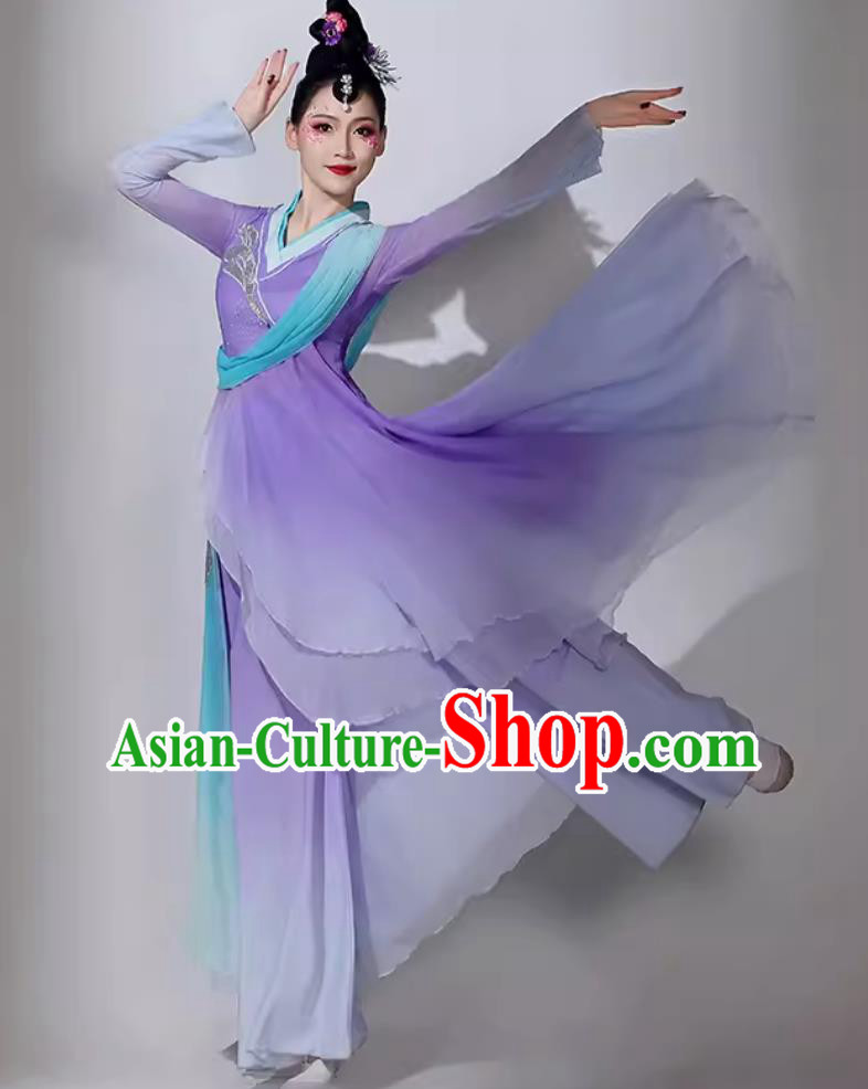 Traditional Dan Dance Lilac Dress Women Group Performance Clothing Chinese Classical Dance Costume Traditional Dan Dance Lilac Dress Women Group Performance Clothing Chinese Classical Dance Costume