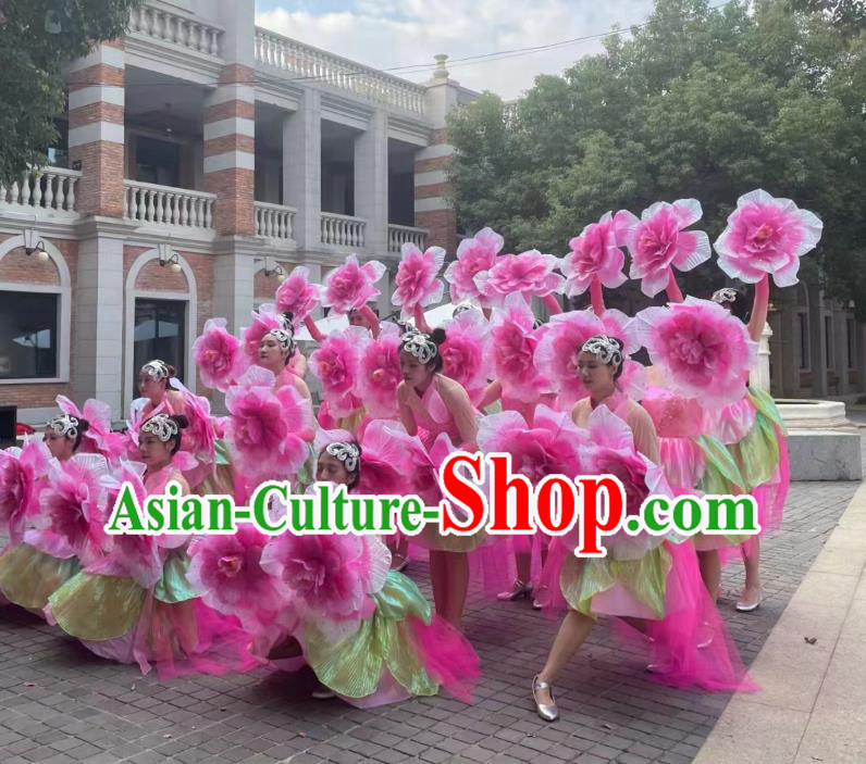 Handmade Modern Dance Pink Flower Chinese Spring Festival Gala Opening Dance Prop Handmade Modern Dance Pink Flower Chinese Spring Festival Gala Opening Dance Prop