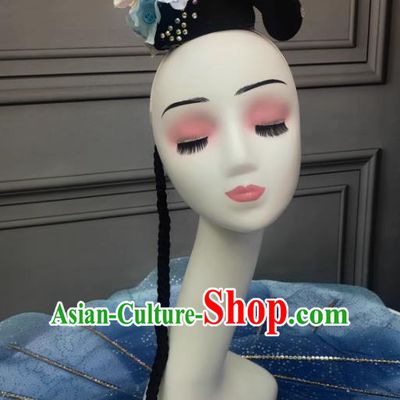 Handmade China Classical Dance Headdress Chinese Hanfu Dance Wig Headpieces