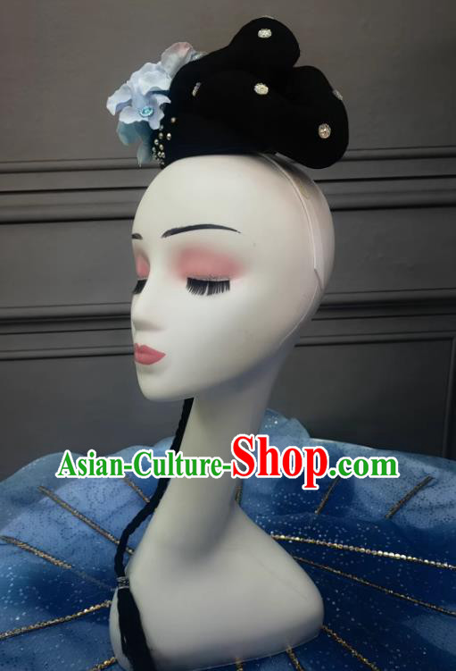 Handmade China Classical Dance Headdress Chinese Hanfu Dance Wig Headpieces Handmade China Classical Dance Headdress Chinese Hanfu Dance Wig Headpieces