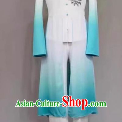 Top Mens Chorus Blue Suit Stage Performance Costume Chinese Spring Festival Gala Opening Dance Clothing
