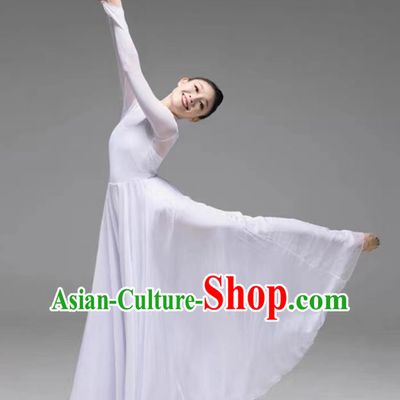 Top Stage Performance Costume Chinese Spring Festival Gala Opening Dance Clothing Chorus Women White Dress