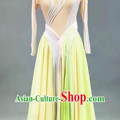 Women Group Dance Yellow Dress Chinese Stage Performance Costume Spring Festival Gala Classical Dance Clothing