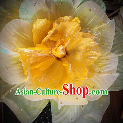 China Opening Dance Handheld Yellow Flower Classical Dance Peony Umbrella Handmade Stage Performance Prop