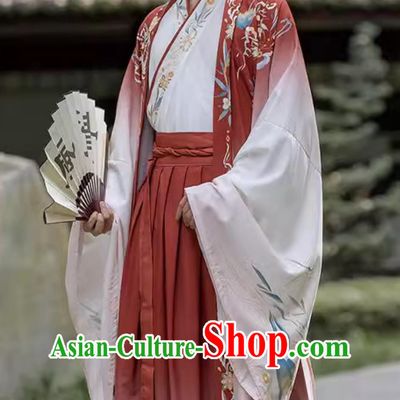 Ancient China Wuxia Swordsman Clothing China Travel Photography Jin Dynasty Costume Traditional Men Hanfu Red Outfit