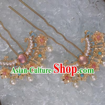 Chinese Hanfu Hair Jewelries Ancient China Princess Hairpins Traditional Tang Dynasty Peals Hair Clips