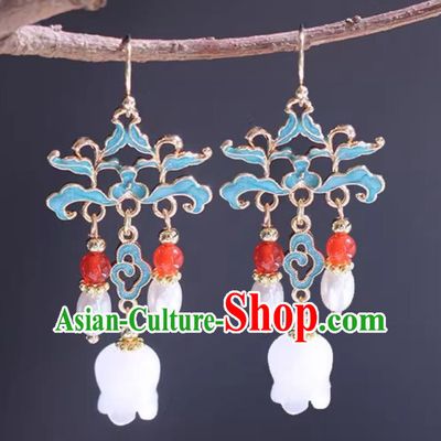 Traditional Ming Dynasty Cloisonn Eardrops Chinese Hanfu Tassel Ear Jewelries Ancient China Empress Earrings