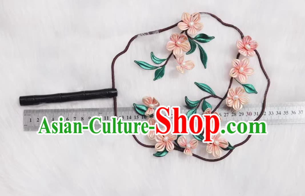 Traditional Classical Peach Blossom Round Fan Chinese Hanfu Photography Prop Handmade Silk Palace Fan Traditional Classical Peach Blossom Round Fan Chinese Hanfu Photography Prop Handmade Silk Palace Fan
