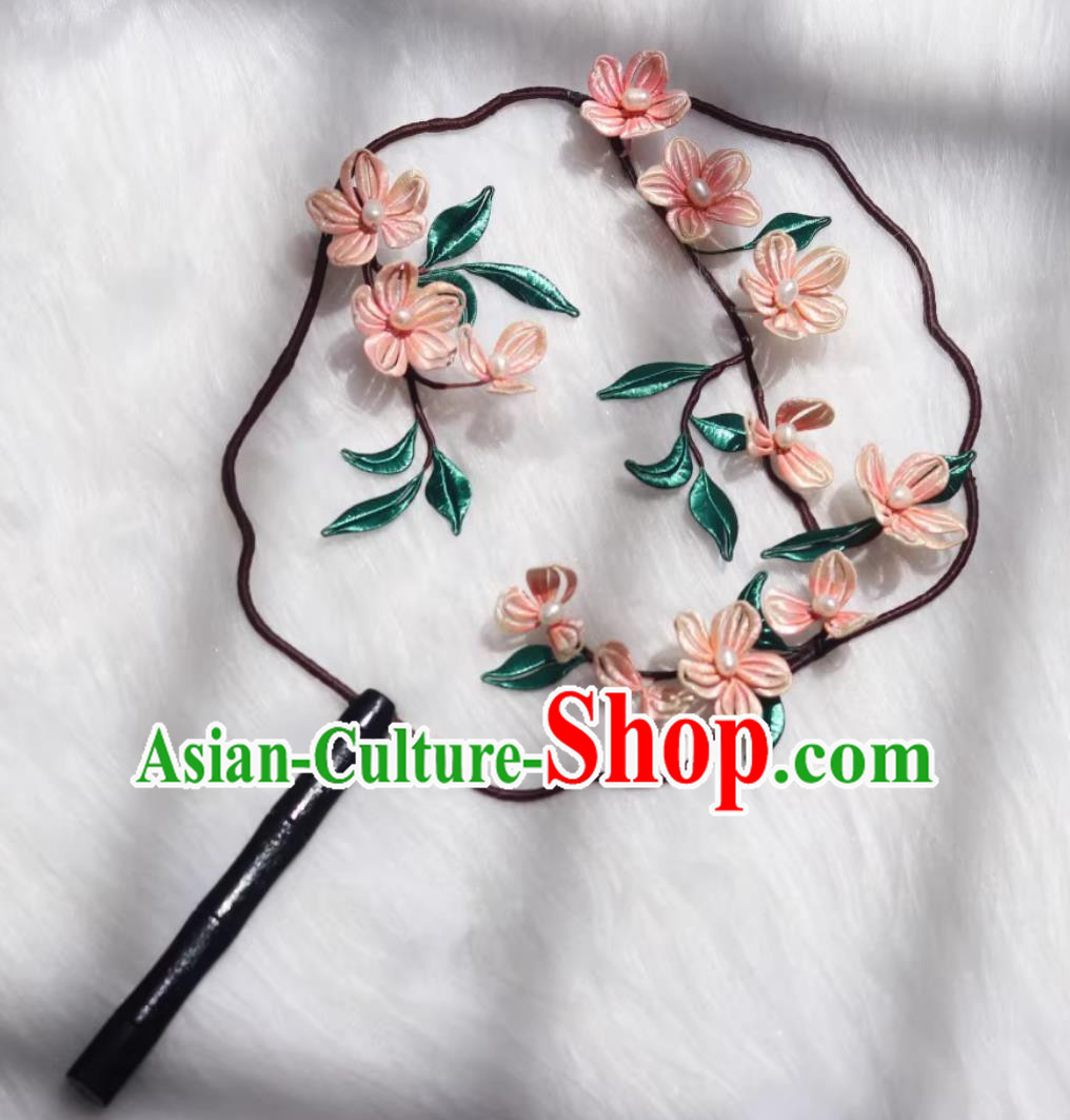 Traditional Classical Peach Blossom Round Fan Chinese Hanfu Photography Prop Handmade Silk Palace Fan Traditional Classical Peach Blossom Round Fan Chinese Hanfu Photography Prop Handmade Silk Palace Fan