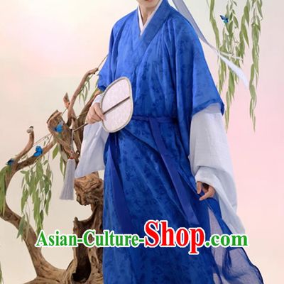 Traditional Male Hanfu Chinese Song Dynasty Scholar Long Vest and Robe Ancient China Young Man Clothing