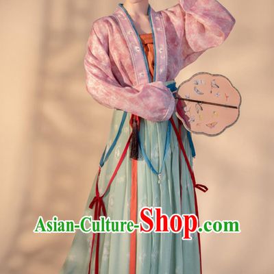 Chinese Ming Dynasty Female Dress Ancient China Court Woman Clothing Traditional Hanfu Blouse Top and Skirt Complete Set