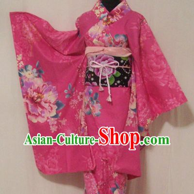 Japanese National Clothing Women Formal Attire Traditional Pink Furisode Kimono