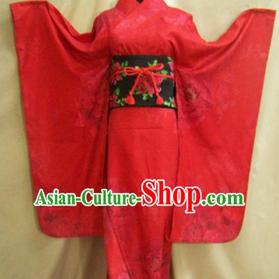 Japanese National Clothing Japan Women Formal Attire Traditional Red Furisode Kimono