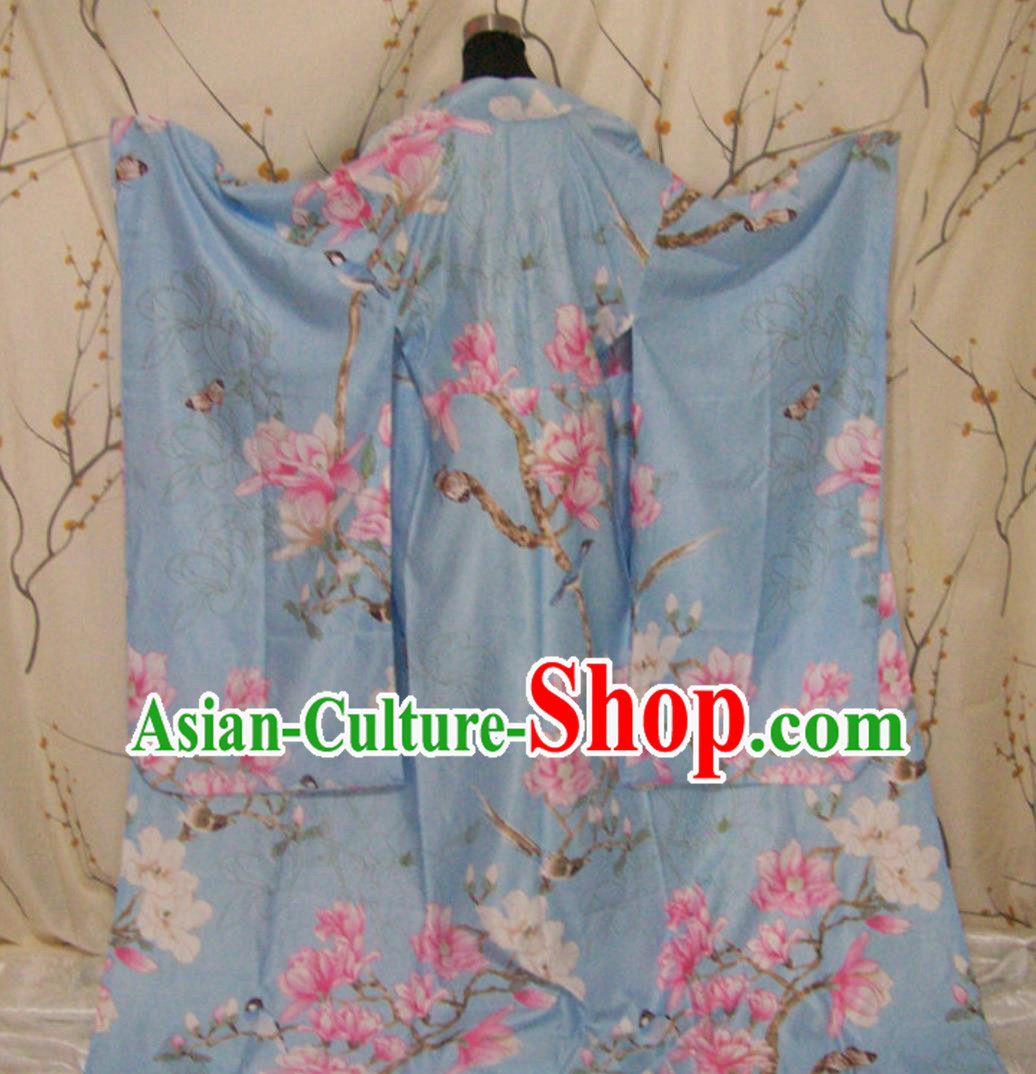 Japan Traditional Furisode Kimono Cosplay Japanese Geisha Clothing Women Blue Formal Costume Japan Traditional Furisode Kimono Cosplay Japanese Geisha Clothing Women Blue Formal Costume