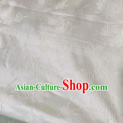 White Traditional Design Fabric China Qipao Mulberry Silk Cloth Chinese Classical Butterfly love Flower Pattern Jacquard Material