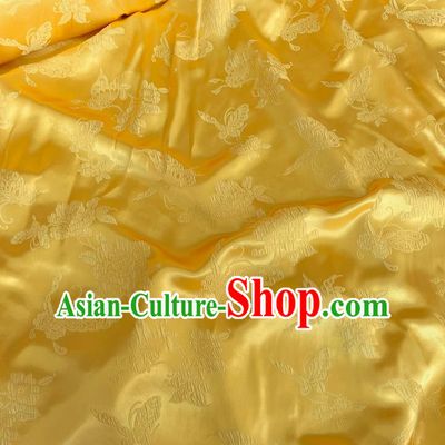 Golden China Traditional Design Fabric Qipao Mulberry Silk Cloth Chinese Classical Butterfly love Flower Pattern Jacquard Material