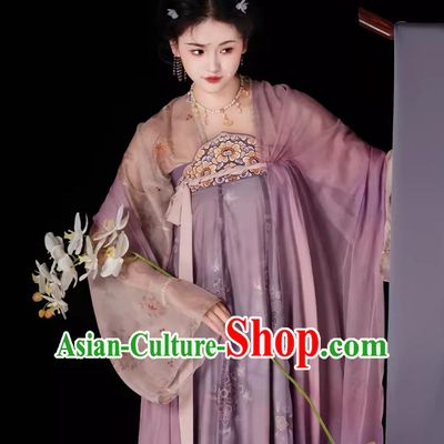 China Travel Photography Costume Chinese Tang Dynasty Princess Clothing Traditional Hanfu Ruqun Ancient Court Lady Purple Dress