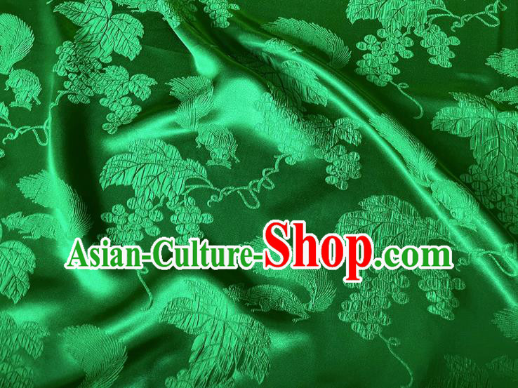 Chinese Classical Squirrel Grape Pattern Jacquard Material Traditional Design Green Satin China Qipao Fabric Chinese Classical Squirrel Grape Pattern Jacquard Material Traditional Design Green Satin China Qipao Fabric