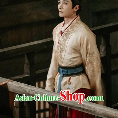 Ancient China Young Childe Clothing Traditional Mens Hanfu Chinese TV Series In Blossom Pan Yue Costume
