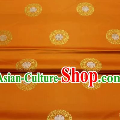 Tibetan Robe Cloth Asian Traditional Satin Material Chinese Royal Lucky Pattern Design Orange Brocade Fabric