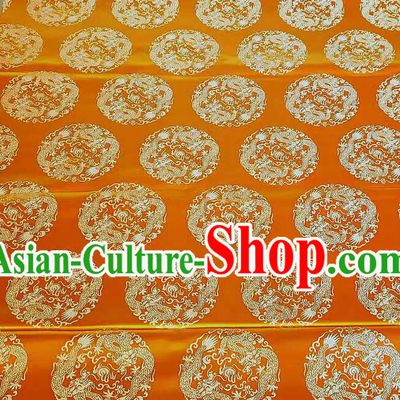 Chinese Royal Dragon Pattern Design Golden Brocade Fabric Tibetan Robe Cloth Asian Traditional Satin Material