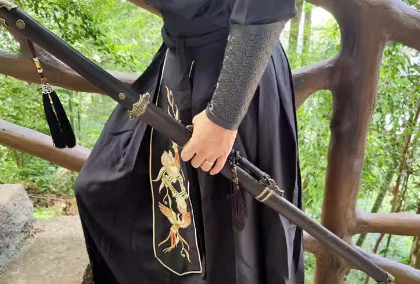 Chinese Tang Dynasty Black Sword Handmade Rosewood Blade Chinese Tang Dynasty Black Sword Handmade Rosewood Blade