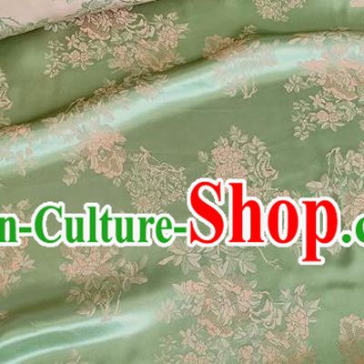 Green Chinese Qipao Mulberry Silk Cloth China Classical Flowers Pattern Jacquard Material Traditional Design Fabric