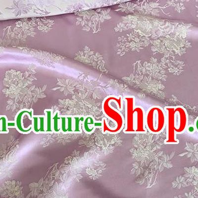 Lilac Traditional Design Fabric Chinese Cheongsam Mulberry Silk Cloth China Classical Flowers Pattern Jacquard Material