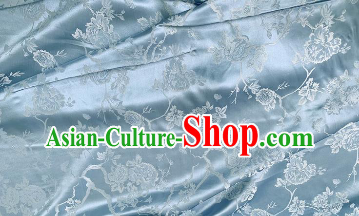 Blue Chinese Classical Peony Pattern Jacquard Material China Traditional Cheongsam Fabric Mulberry Silk Cloth Blue Chinese Classical Peony Pattern Jacquard Material China Traditional Cheongsam Fabric Mulberry Silk Cloth