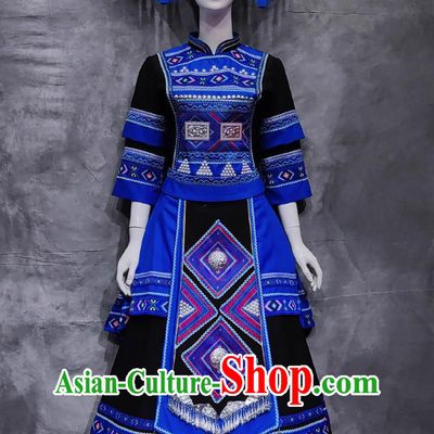 China National Minority Dance Dress Chinese Guangxi March 3rd Woman Solo Costume Zhuang Ethnic Festival Clothing