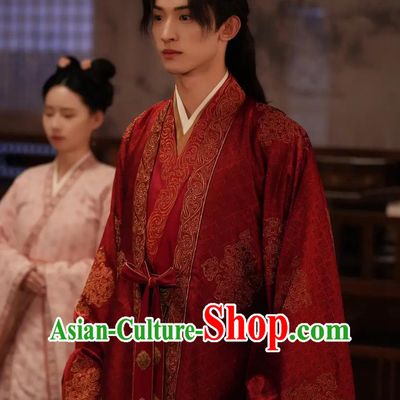 Ancient China Noble Prince Red Clothing TV Series A Journey To Love Marquess Li Tong Guang Wedding Costume