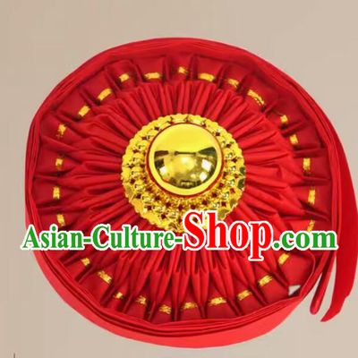 Handmade Red Ribbon Mirror Red Flower Ball God Worshipping Supply Decoration