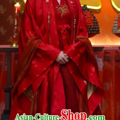 Traditional Wedding Hanfu TV Series The Legend of An Le Crown Princess Ren An Le Costume Ancient China Bride Red Clothing