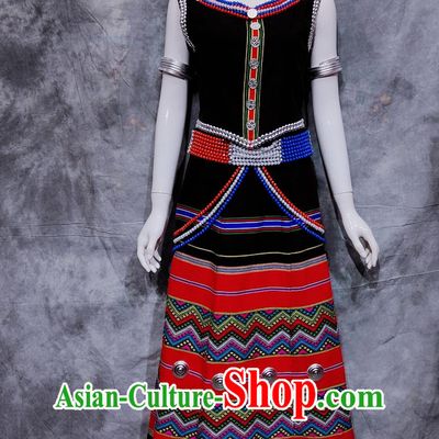 China Wa National Minority Woman Clothing Traditional Yunnan Travel Festival Dress Chinese Va Ethnic Khaleeji Dance Costume